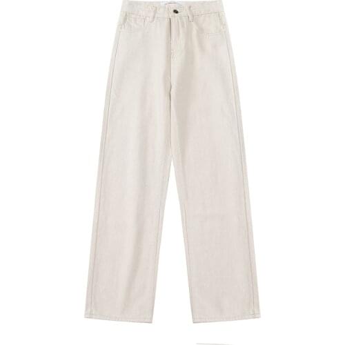 2021 New Jeans Spring Casual Harajuku Streetwear High Waist Denim Trouser Baggy Vintage Solid Color Femme Wide Leg Pants