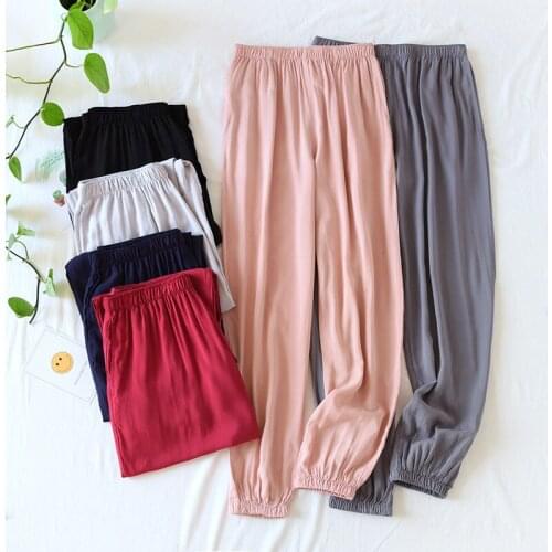 Couple Sleep Bottoms Cotton Multi-color Home Trousers Men and Women Spring Summer Plus Size Women Bottoms Pants Elastic Trousers