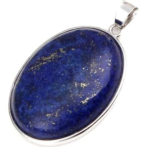 KFT Silver Plated Natural Crystal Quartz Tiger Eye Labradorite Agates Oval Stone Pendant Wedding Decoration Charm Jewelry