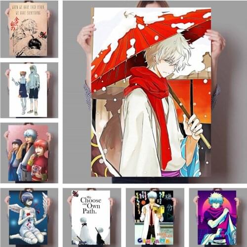 WTQ Classic Anime Poster Gintama Figure Canvas Painting Retro Poster Wall Decor Wall Art Picture for Living Room Decor Home Deco