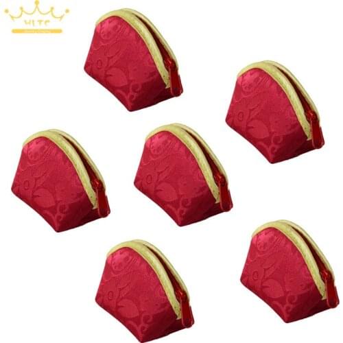 Red Silk Cloth Bag Gift Jewelry Ring Bracelet Storage Bag Coin Purse 6pcs/lot