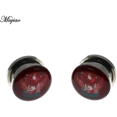 Miqiao 2pcs Popular Stainless Steel Christmas Style Ear Expander 4mm-25mm Stretcher Body Piercing Jewelry
