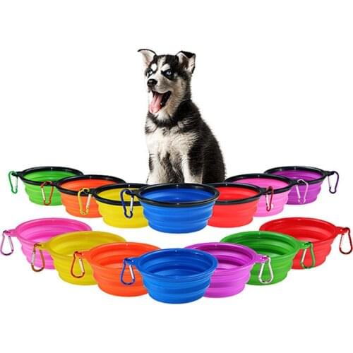 Dog Bowl Foldable Eco Firendly Silicone Pet Cat Dog Food Water Feeder Travel Portable Feeding Bowls Puppy Doggy Food Container