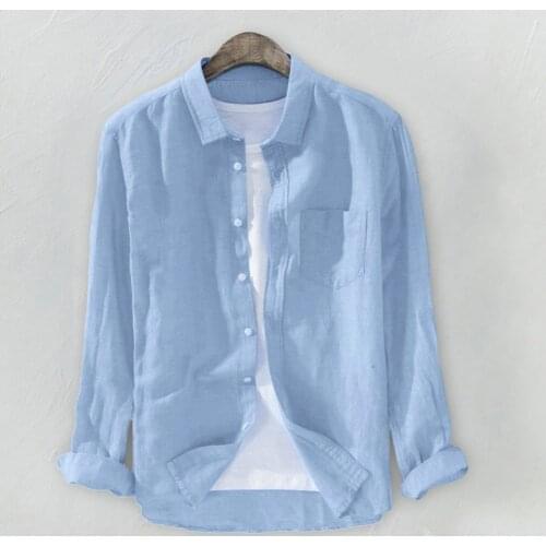 2021 Summer Mens Shirts Baggy Solid Long Sleeve Button Pocket Clothes Shirts Hawaiian Shirt Streetwear Camisas