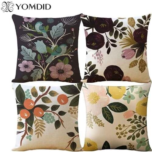 Cushion cover 45x45cm flowers pattern square printed pillow sofa waist throw home textile decorative pillow cover cushion cover