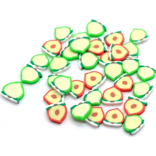 New Kawaii 6MM & 12MM Polymer Clay Peach Fruit Slices Miniature Dollhouse Fruit Slice Nail Art Decor Slice Sprinkles Confe