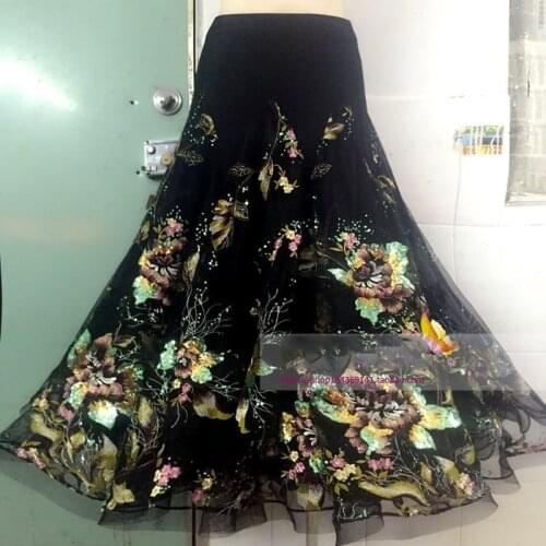 New Female Adult Standard Printing Ballroom Dance Skirt Waltz Tango Competition Dancing Wear Fishbone Skirt Customize DL5270