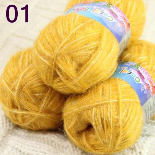 Batch 3 ballsx 50g new mohair cotton shawl sweater hat hand knitted crochet yarn Yellow 822-01-3