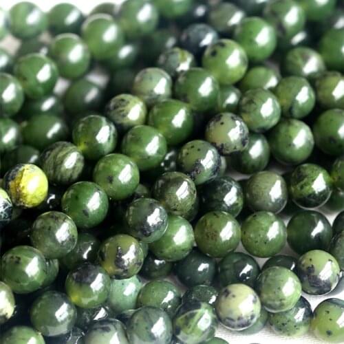Wholesale Natural Genuine Canada Green Jade Round Loose Stone Beads 3-18mm Fit Jewelry DIY Necklaces or Bracelets 15" 04023