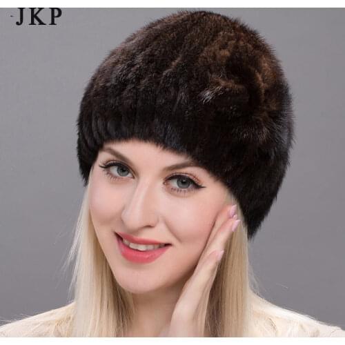 Autumn and Winter Imported Womens Mink Fur Hat Flower Pattern Russian Style Ladies Luxury Fur Hat Female DHY17-22