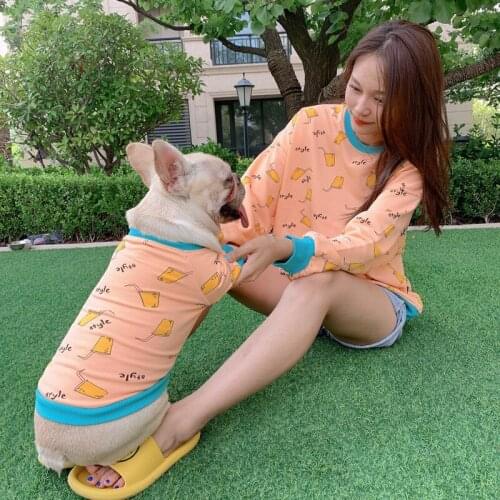 Autumn Winter Dog Clothes Pet Matching Clothing For Dogs Coat Jacket Stripe Dog Hoodies French Bulldog Clothes For Dogs Clothing