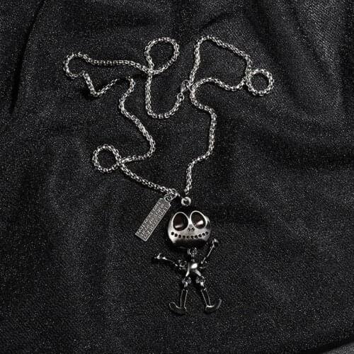 Big Eyes UFO Alien Skull Smiley Pendant Necklace Men Punk Hip Hop Accessories Gifts Creative Alloy Alien Pendant Necklace
