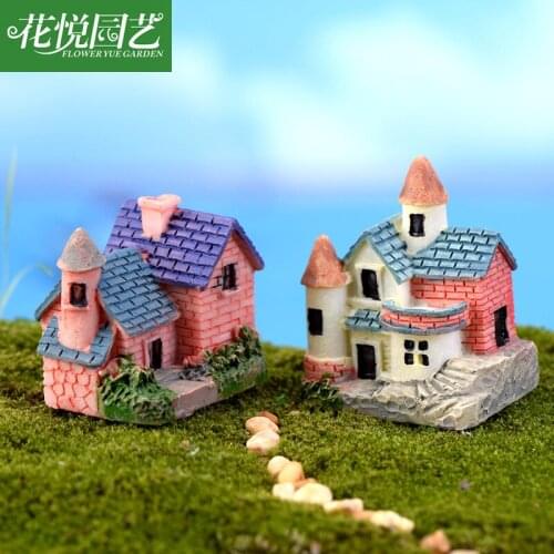 Pastoral villa DIY model moss micro-landscape garden figures succulent flower pot Home Decor mini-brick villa Home Decor