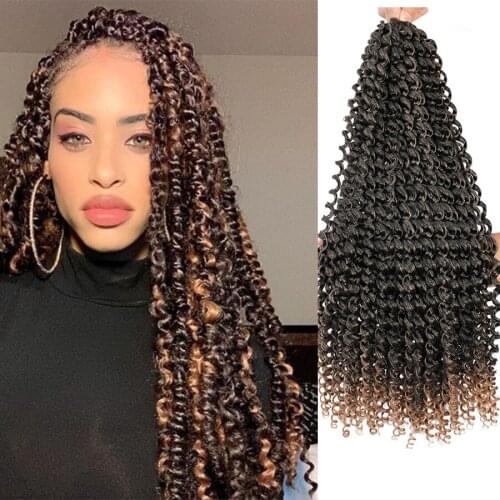 Prettyplus 18" Passion Twist Braids Long Black Brown Ombre Braiding Hair Extension Crochet Synthetic Hair For Women 22 Strands