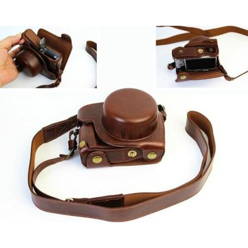 Luxury Pu Leather Camera Case For Panasonic Lumix GF7 GF8 GF9 GF10 12-32mm Camera Bag Cover Body With Strap Open Battery Design