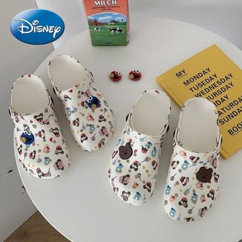 Disney Mickey Mouse Ladies Casual Baotou Sandals Beach Slippers Summer Simple Hole Shoes Non-slip Thick Bottom