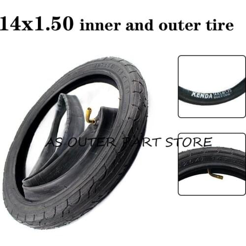 14X1.50 Tyre 14 Inch outer tire and Inner Tube with 0° valve for Folding Bicycle Bike Kids Bike Electric Scooters