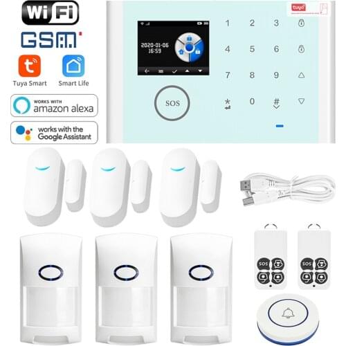 Tuya Wireless GSM Alarm Kit Smart Home Security Alarm System SMS Alarm SOS Dial Phone Function Support Alexa/Google Home Sensor