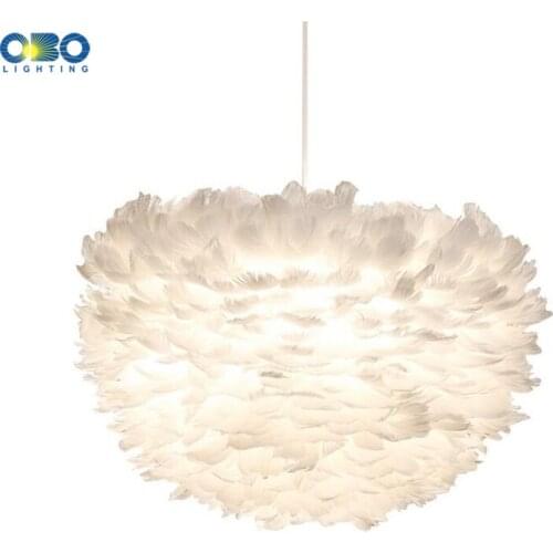 Modern Pendant Lights Feather Lamp E27 Nordic Hanging Lamp Goose Feather Pendant Lamp For Bedroom Living Room Bedside Droplight
