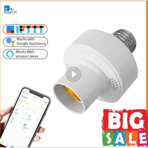 Tuya RM 2.4G+RF433 Smart Light Bulb Adapter Lamp Holder Base Via App EWelink E27 Wireless Voice Control With Alexa Google Home