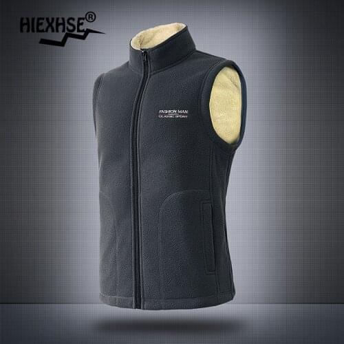2021 Thicken Winter Mens Causal Vest Zipper Coat Warm Sleeveless Jacket Casual Fleece Male Vest Coat Army Green Waistcoat Black