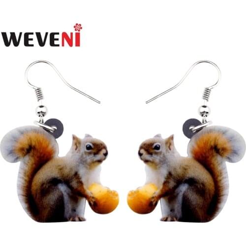 WEVENI Acrylic Sweet Nut Squirrel Earrings Big Long Dangle Drop Forest Animal Jewelry For Women Girl Ladies Teens Wholesale Gift
