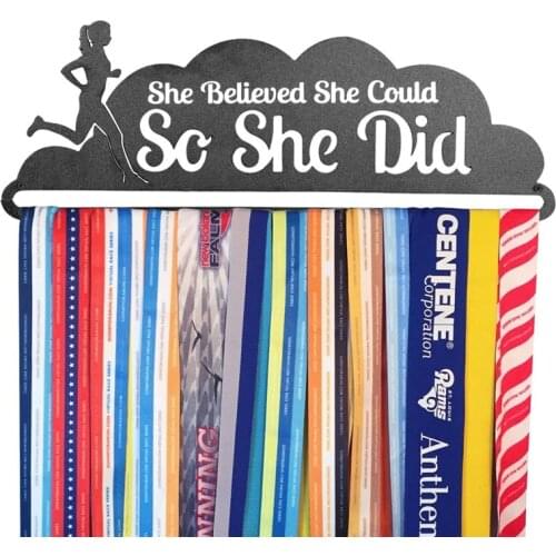 WR Hot Sale Runners Race Medal Hanger She Believed She Could New sports medal display shelf hold 12~18 medals