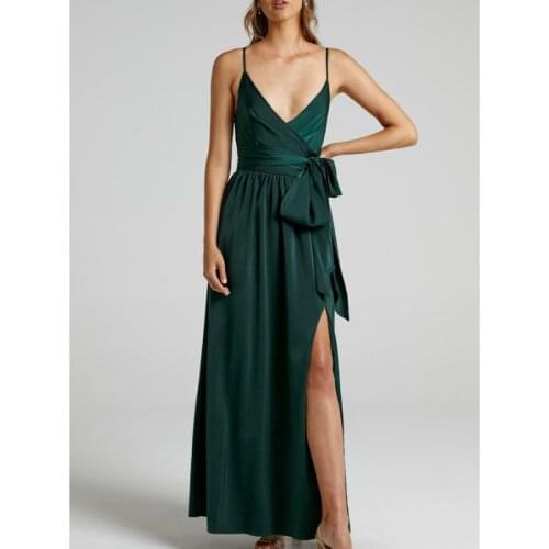 Fashion Casual Solid Color V Neck Sling Wide Leg Jumpsuits Summer Women Sexy Sleeveless Loose Backless Side Slit Slim Jumpsuits