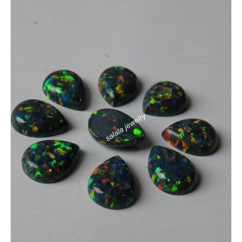 100pcs /lot 7x9mm Pear Opal OP32 Synthetic Pear Fire Opal Stone Pear Cabochon Fire Opal Stone Price for Body Jewelry