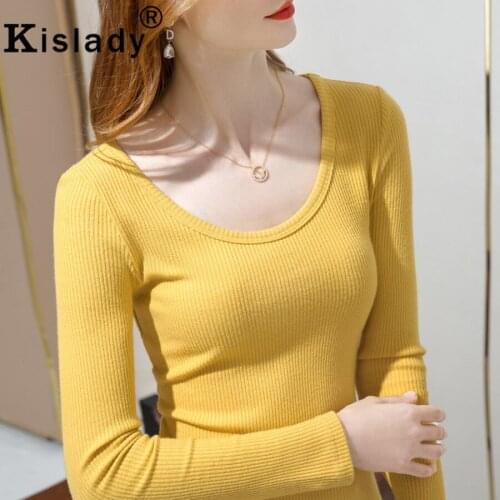 2020 Korean Plus Size Fashion Gothic Shirts Sexy O-Neck Patchwork OL Harajuku Shirts Winter Long Sleeve Knitted Women Clothes