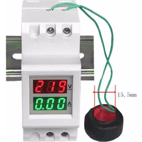 2P 36mm Din Rail Dual LED Voltage Current Meter Voltmeter Ammeter AC 80-300V 250-450V 0-100A Tester Tools