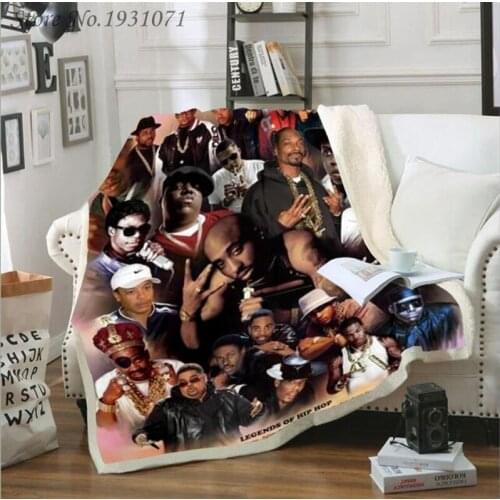 2Pac Rock Hip Hop 3D Printed Fleece Blanket for Beds Thick Quilt Fashion Bedspread Sherpa Throw Blanket Adults Kids