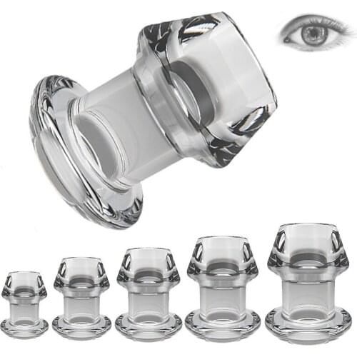 5 Size Transparent Anal Plug Hollow Butt Dilator Prostate Massage Anus Voyeur Butt Plug Anal Toys Ass Massager Gay Sex Toy Plug