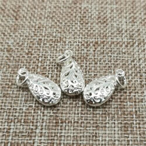 925 Sterling Silver Shiny Water Tear Drop Charms for Bracelet Necklace
