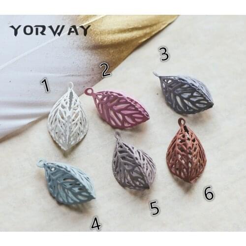 6pcs Metal Filigree Leaf Charm 26x14mm, Painted Hair Accessories, Bridal Supply Components, Diy Jewelry Making Findings (#HT-03)
