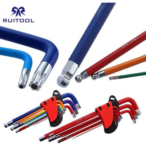 9pcs Hex Key Allen Wrench 1.5-10mm CR--V Spanner Set Flat Ball Torx Star Head Screwdriver Inches Keys of Hand Tool