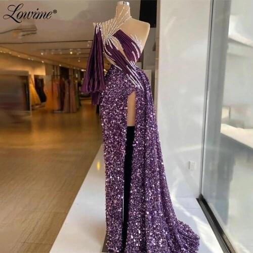 Arabic Mermaid Evening Dress Elegant Long Sleeve One Shoulder Morocco Kaftan Prom Dresses Long Women Party Gowns Plus Size Wear