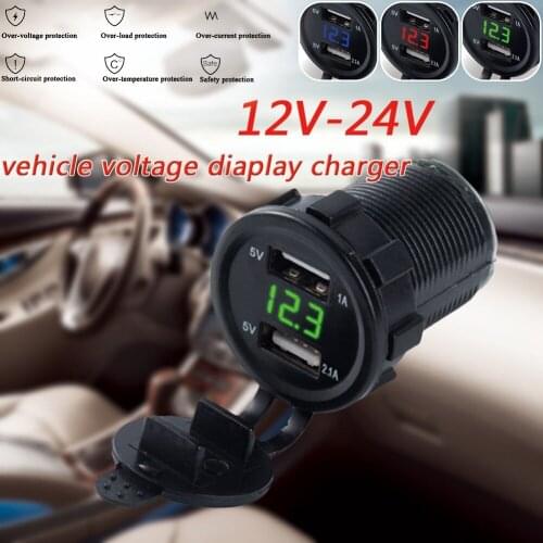 Dual USB Charger Socket car 3.1A Dual Port Power Outlet with LED Voltmeter for Car Boat Marine Motorcycle 12-24V