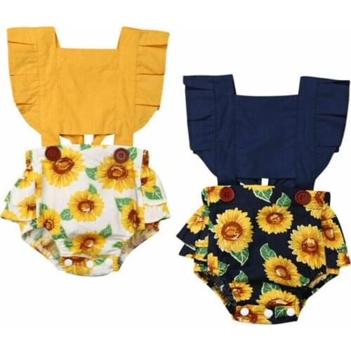 Baby Bodysuit Newborn Baby Girl Clothes Sunflower Jumpsuit Sleeveless Bodysuit Casual Outfits