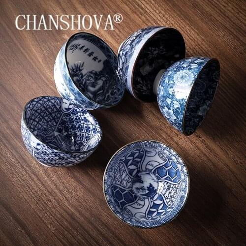 CHANSHOVA Chinese classical style Handmade Blue and white porcelain Ceramic 80ml teacup Chna porcelain tea set H612