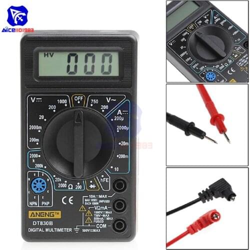 DT-830B LCD Digital Multimeter Electric AC DC Voltmeter Ammeter Ohm Tester Oscilloscopes Measurement Analysis Instrument w/ Wire