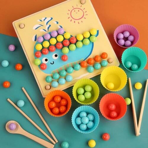 Montessori Wooden Clip Beads Toy Hands Brain Training Clip Beads Puzzle Board Math Game Baby Early Educational Toys For Children