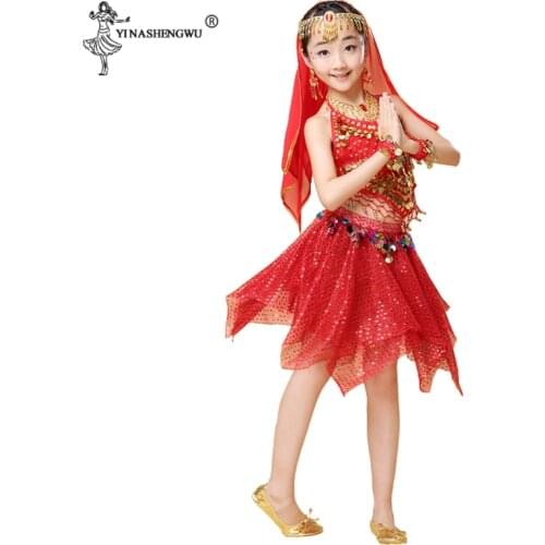 Kid Girls Belly Dancing Costume Set India Dance Egypt Performance Children Stage Clothes Bellydance Girl Short Skirt 2/4/5/7pcs