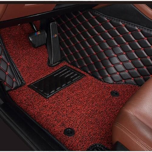 Custom Double layer car floor mats for audi A4 a3 tt mk1 a5 A1 A6 A7 A8 S3 S5 S6 S7 S8 R8 SQ5 Q3 Q5 Q7 all model car mats 5 seat