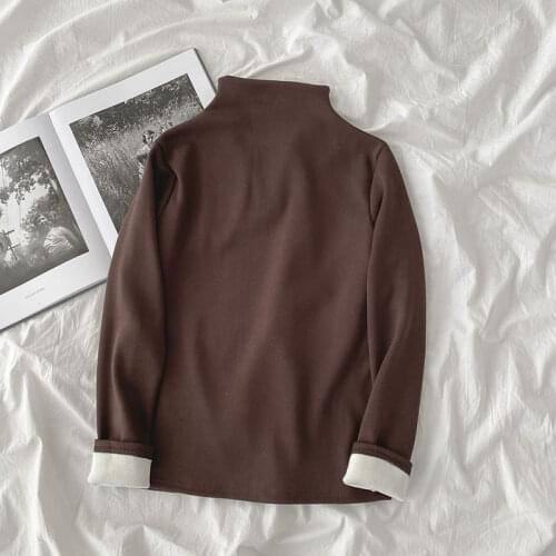 HELIAR Winter Clothes Autumn 2021 Women Long Sleeve Top Fleece Wool Basic Shirt Female Solid Turtle Neck Tee Shirt Femme