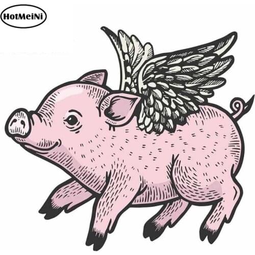 HotMeiNi 13cm x 11.5cm For Angel Flying Baby Piggy Engraving High Quality Car Stickers 3D Waterproof Vinyl Decal