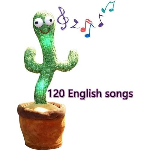 Cactus Plush Toy Electric Singing Twisting 120 Songs Dancing Cactus Bailarin Recording Learning To Speak Twisting Plush Toy
