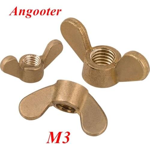 10pcs M3 Brass Wing Nut Hand Tighten Nut Wingnut Butterfly Nut Ingot Two Claw Nuts