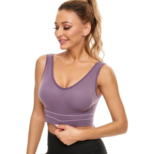 Summer Padded Sports Bra Full-Support Crop Tank Top for Yoga Workout Running Fitness
