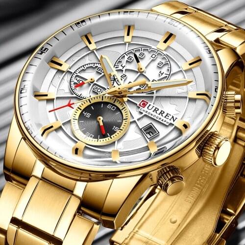 Top Luxury Brand Watch Men CURREN Sport Watch Gold Waterproof Quartz Men Watches Chronograph Date Male Clock relogios masculino